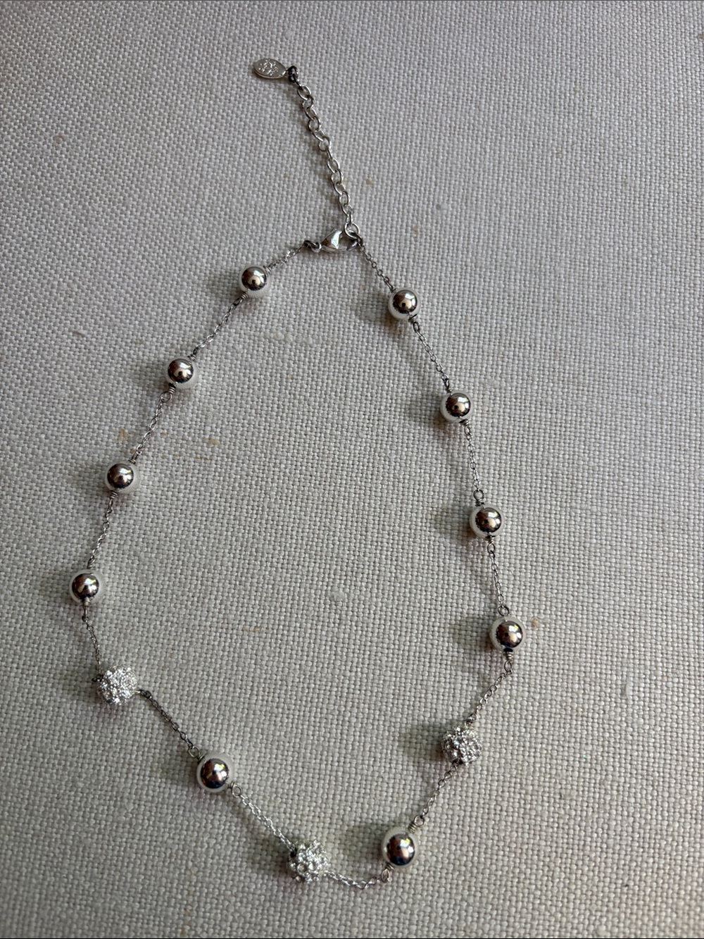 Brooks Brothers silver tone ball stationed necklace- great preowned condition